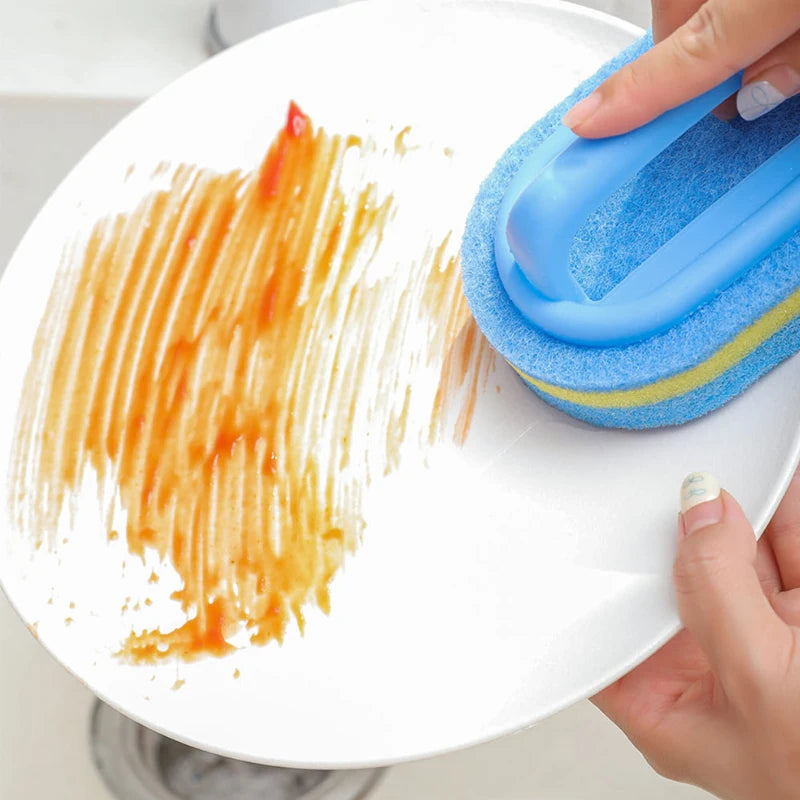 3PCS Cleaning Brush With Handle Sponge Wiping Kitchen Cleaning - Problems Solved