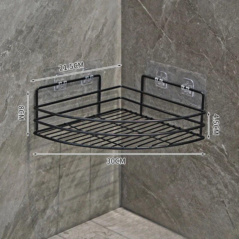 Bathroom Shelf Wall Mounted Corner Storage Shelves Shampoo Holder Cosmetic Rack Iron Shower Drain Basket Bathroom Organizer - Problems Solved