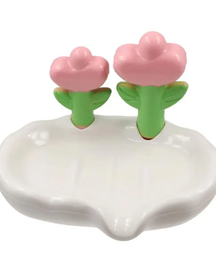 Bathroom Accessories Creative Flower Decor Soap Dish Cute Non-slip Soap Holder Plastic Portable Drain Soap Tray Storage - Problems Solved