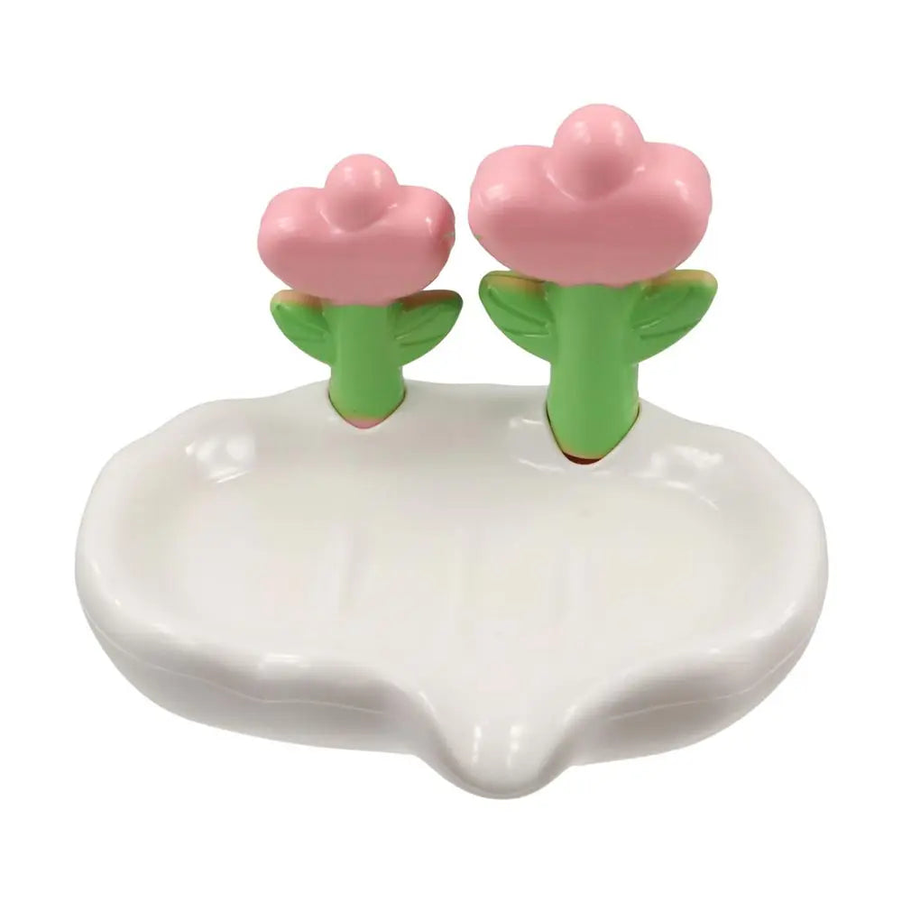 Bathroom Accessories Creative Flower Decor Soap Dish Cute Non-slip Soap Holder Plastic Portable Drain Soap Tray Storage - Problems Solved