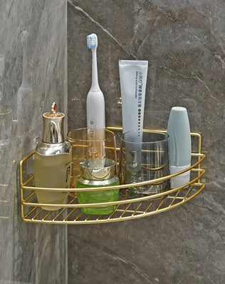 Bathroom Shelf Wall Mounted Corner Storage Shelves Shampoo Holder Cosmetic Rack Iron Shower Drain Basket Bathroom Organizer - Problems Solved