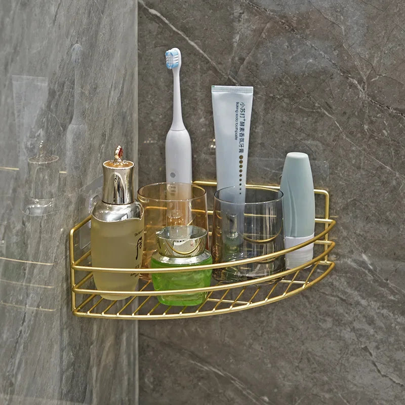 Bathroom Shelf Wall Mounted Corner Storage Shelves Shampoo Holder Cosmetic Rack Iron Shower Drain Basket Bathroom Organizer - Problems Solved