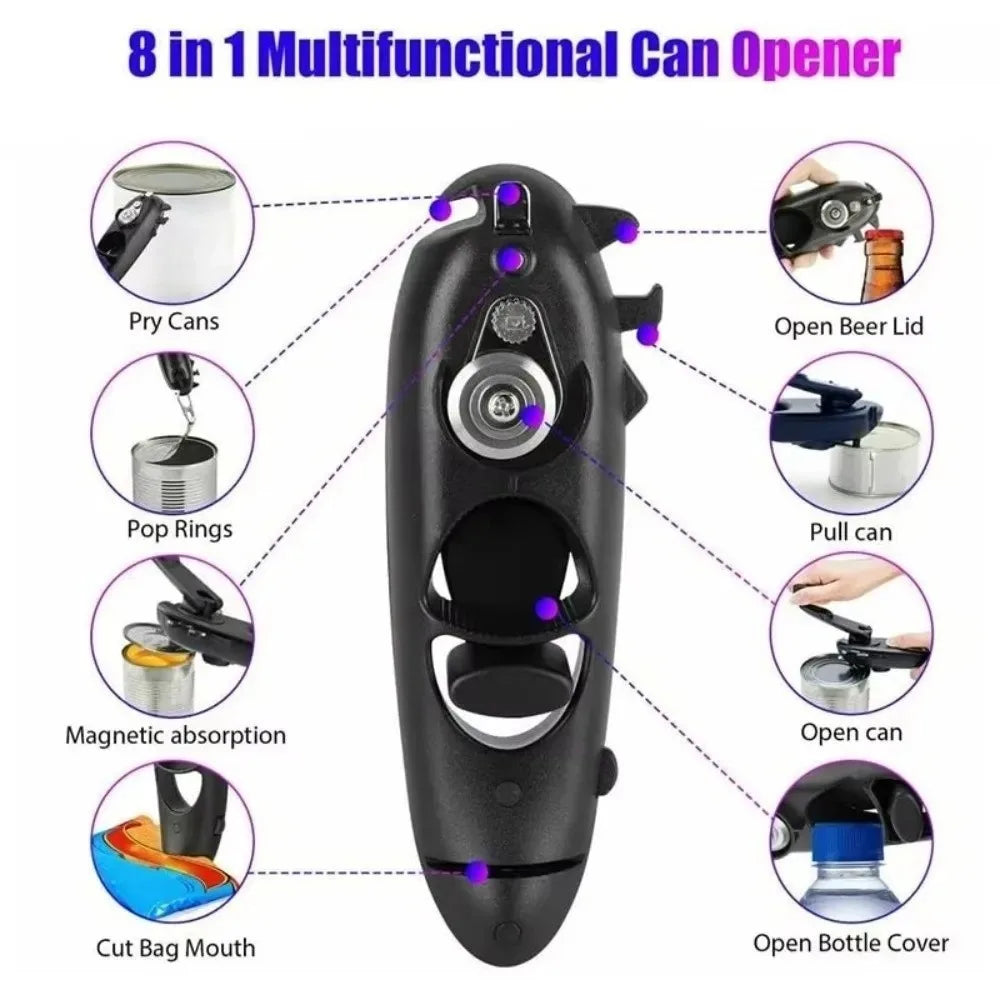 Kitchen Gadgets 8 in 1 Can Opener Multifunction Manual Jar - Problems Solved