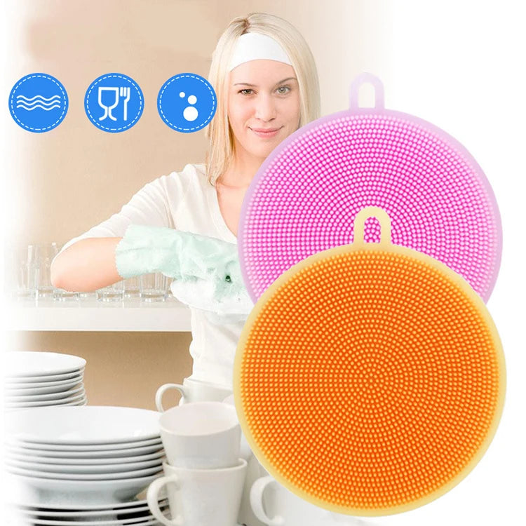 10PCS Kitchen Gadgets Round Silicone Magic Cleaning Brushes - Problems Solved