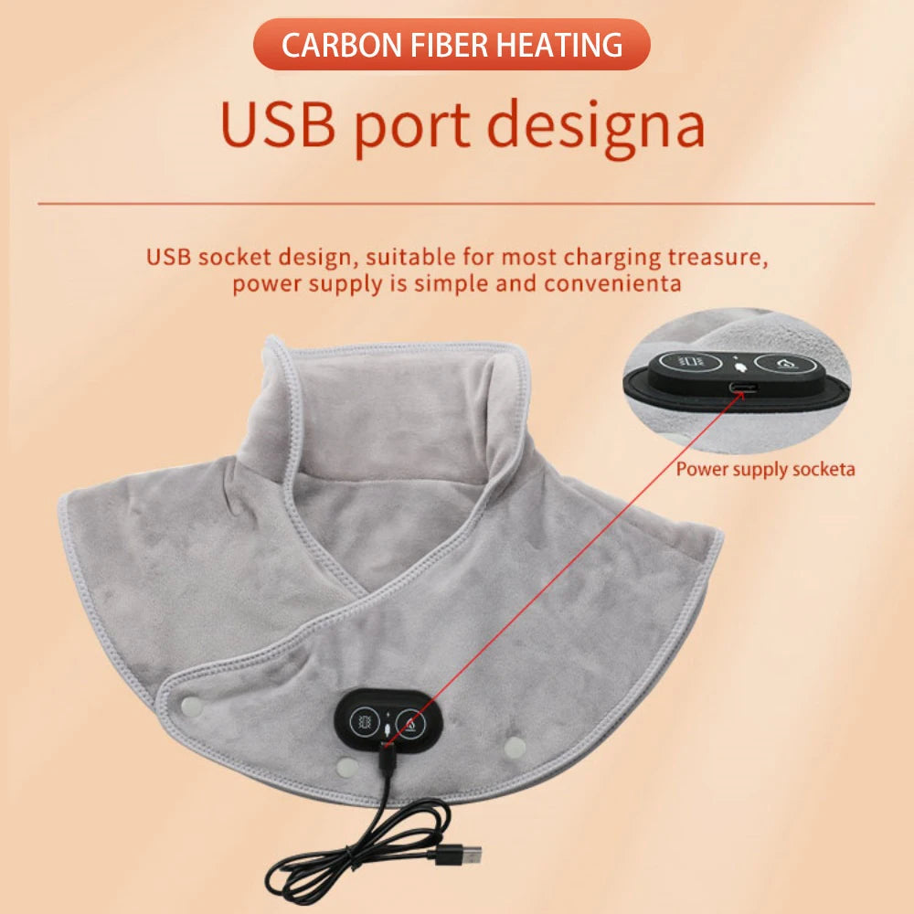 Electric Heating Shoulder Neck Pad Soft Comfortable Thermal Compress Cervical Shawl USB Heated Back Warm Wrap Tool Relief Fatigu - Problems Solved