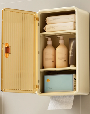 SOFT-Wall-Mounted Bathroom Shelf With Waterproof Tissue Box ,Multifunctional Storage Rack For Toiletries, Shampoo Organizer - Problems Solved