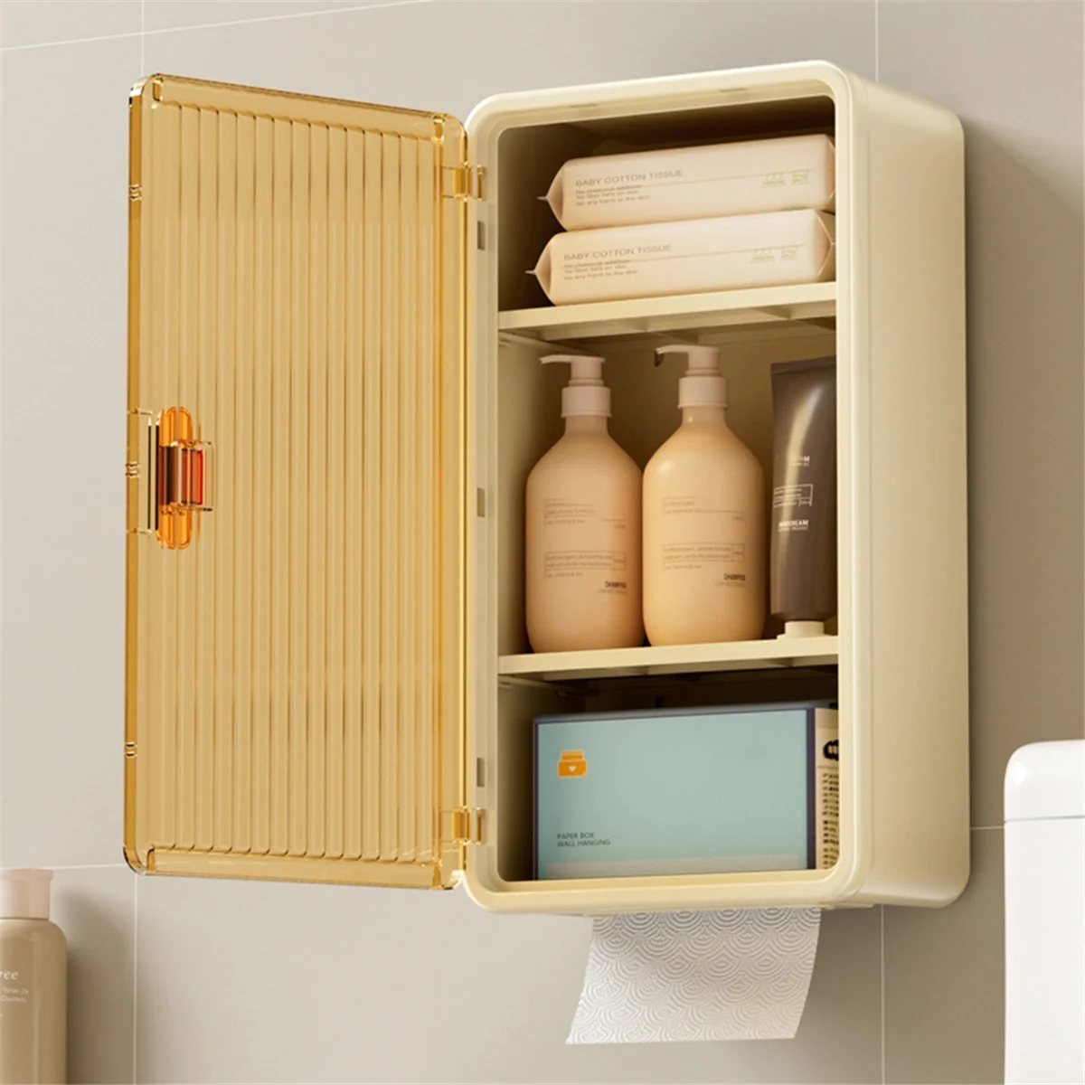 SOFT-Wall-Mounted Bathroom Shelf With Waterproof Tissue Box ,Multifunctional Storage Rack For Toiletries, Shampoo Organizer - Problems Solved