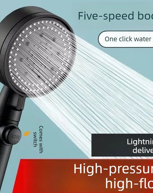 Bathroom Shower Accessories  - Adjustable High Pressure Shower Head 5 Modes with Hose Water Saving One-Key Stop Spray Nozzle - Problems Solved